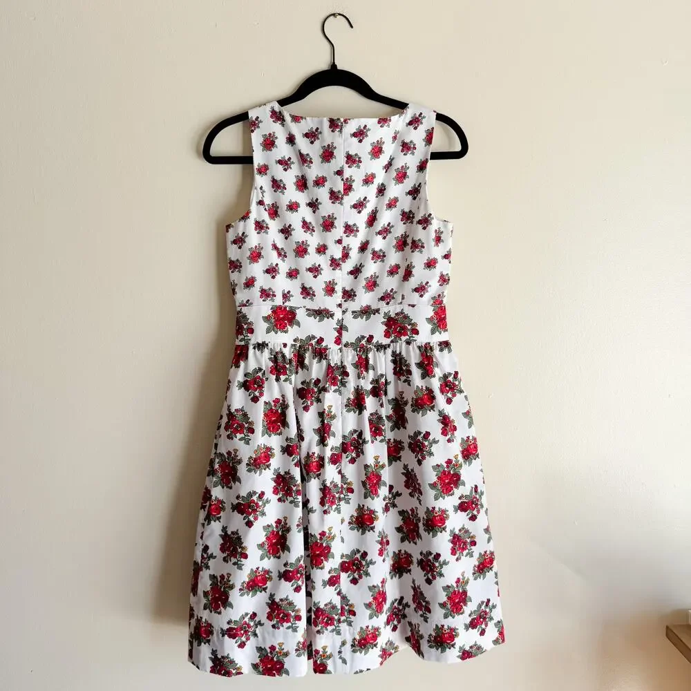 Brooks Brothers Red Fleece White + Red Floral Print Sleeveless Mini Dress 6 - Picture 8 of 9